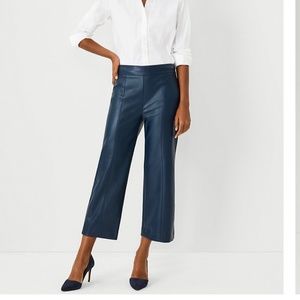 NEW Ann Taylor The Faux Leather Easy Straight Crop Pant size 12